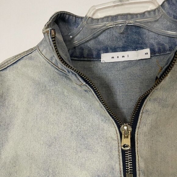 MNML men denim half zip pullover jacket with kangaroo pocket size XS - Picture 4 of 6